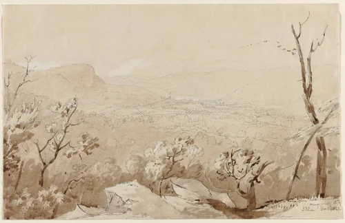 A View from Bald Mountain, Orange County, N.Y. by Jasper Cropsey, drawing, 1843