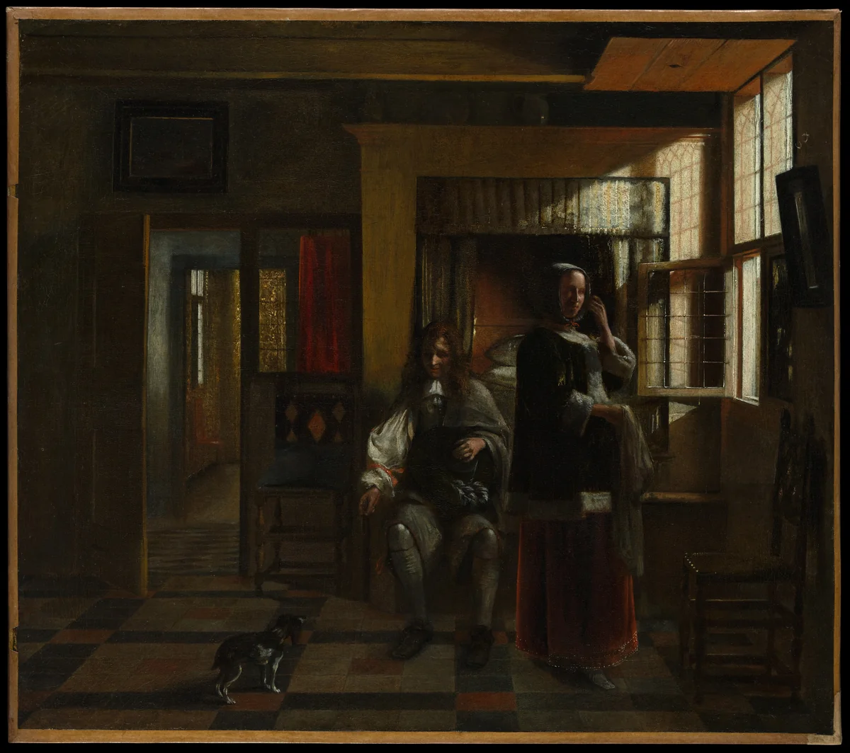 Interior with a Young Couple by Pieter de Hooch, painting, 1662-1665