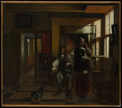 Interior with a Young Couple by Pieter de Hooch, painting, 1662-1665
