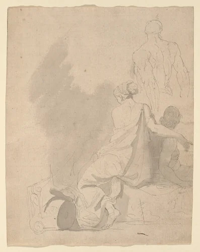 Classical Figures, after Charles Le Brun by John Hamilton Mortimer, drawing, 1758-1768
