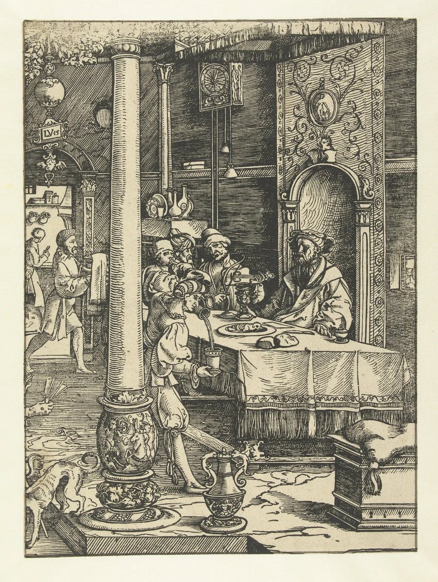 De rijke man en Lazarus by Unknown, print, 1510-1562