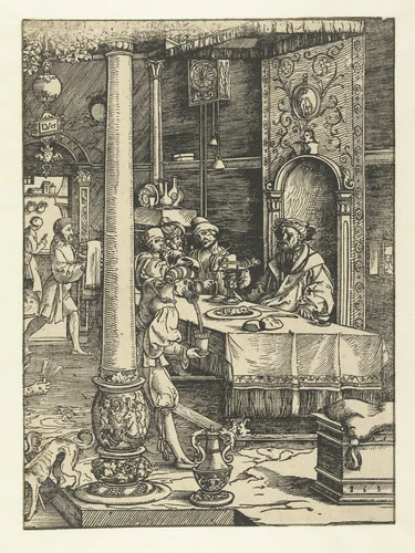 De rijke man en Lazarus by Unknown, print, 1510-1562
