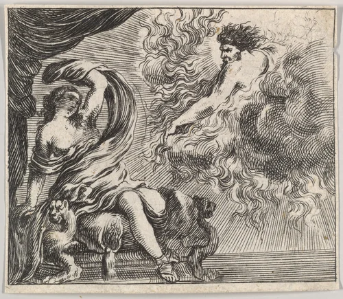 Jupiter and Semele, from "Game of Mythology" (Jeu de la Mythologie) by Stefano della Bella, print, 1644