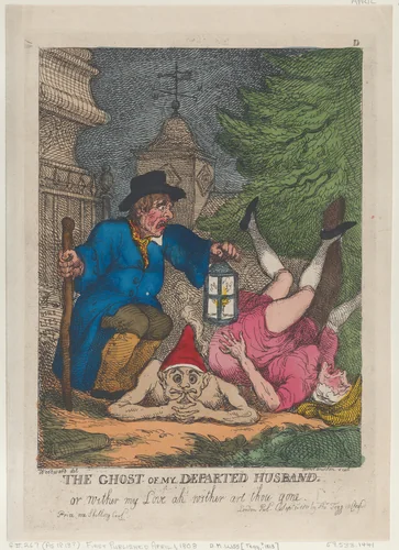 The Ghost of My Departed Husband, or Wither my Love ah wither art thou gone by Thomas Rowlandson, print, 1808-1811