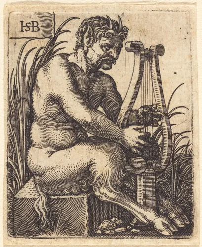 Satyr Playing the Lyre by Sebald Beham, print, 1530-1539