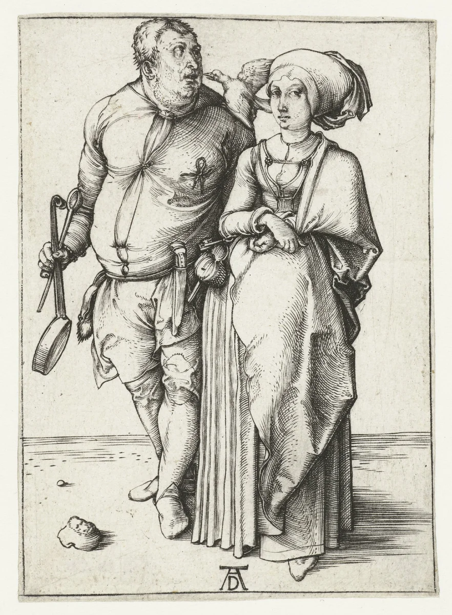 De kok en zijn vrouw by Unknown, print, 1494-1498