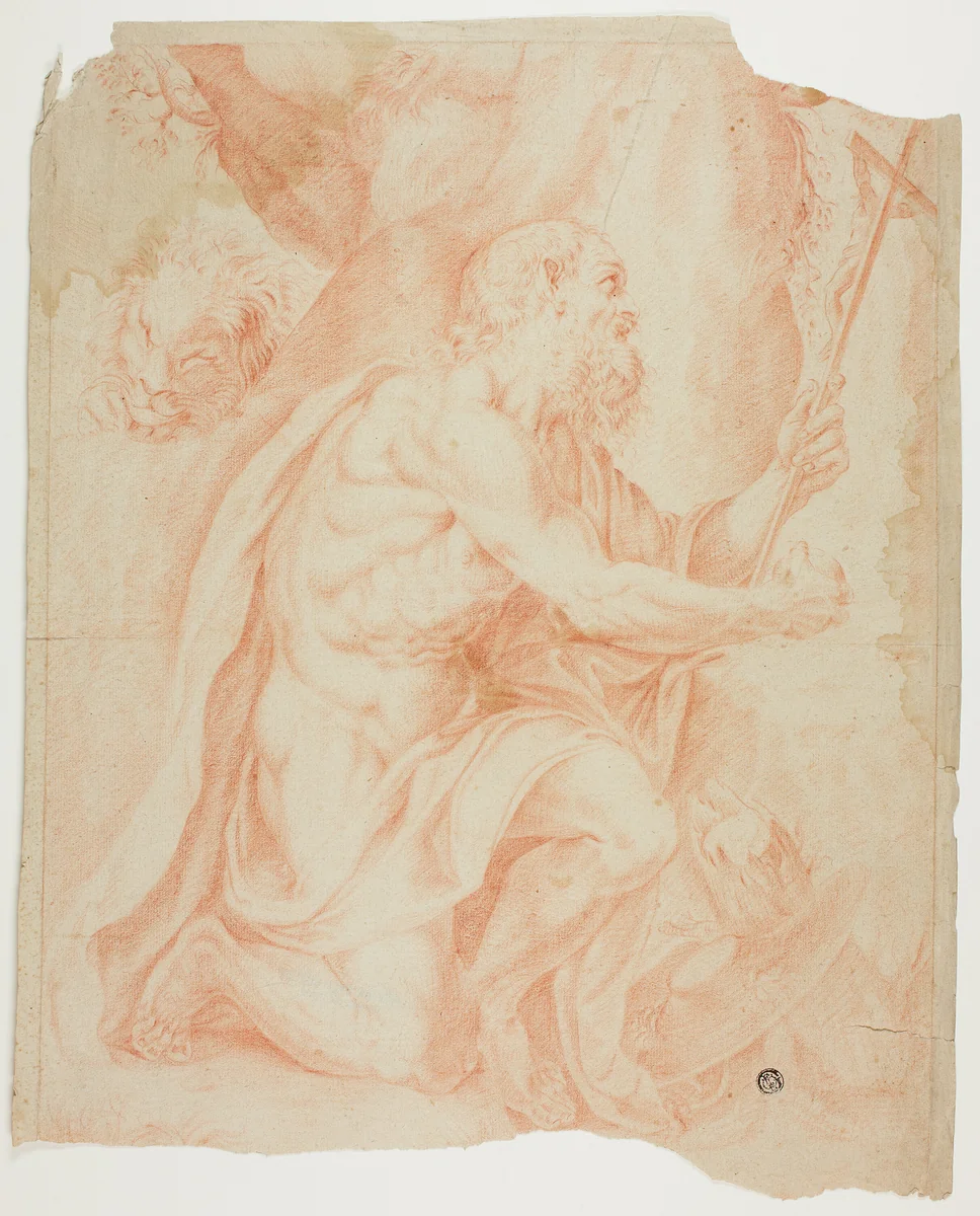 Saint Jerome by Agostino Carracci, drawing, 1577-1699