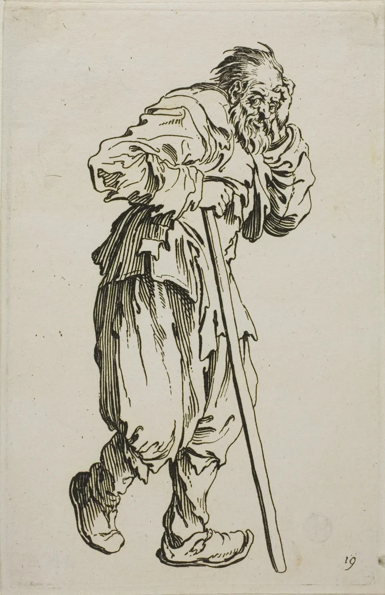 The Beggar on Crutches, plate sixteen from The Beggars by Jacques Callot, print, 1617-1627