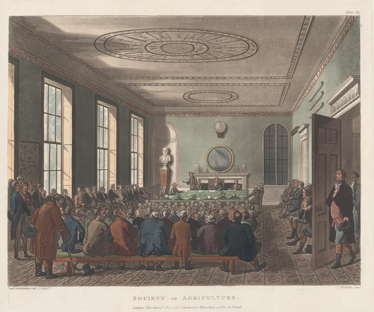 Society of Agriculture by Thomas Rowlandson, print, 1809