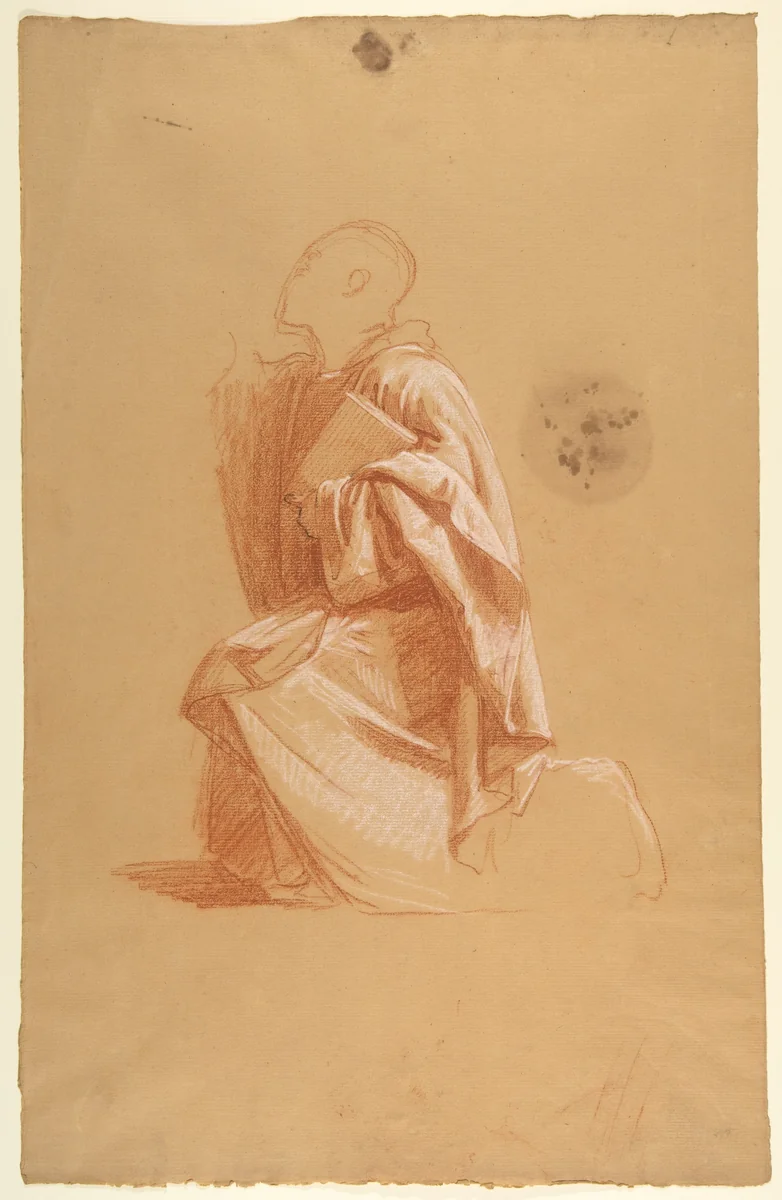 Cleric (lower register; study for wall paintings in the Chapel of Saint Remi, Sainte-Clotilde, Paris, 1858) by Isidore Pils, drawing, 1830-1875