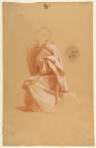 Cleric (lower register; study for wall paintings in the Chapel of Saint Remi, Sainte-Clotilde, Paris, 1858) by Isidore Pils, drawing, 1830-1875