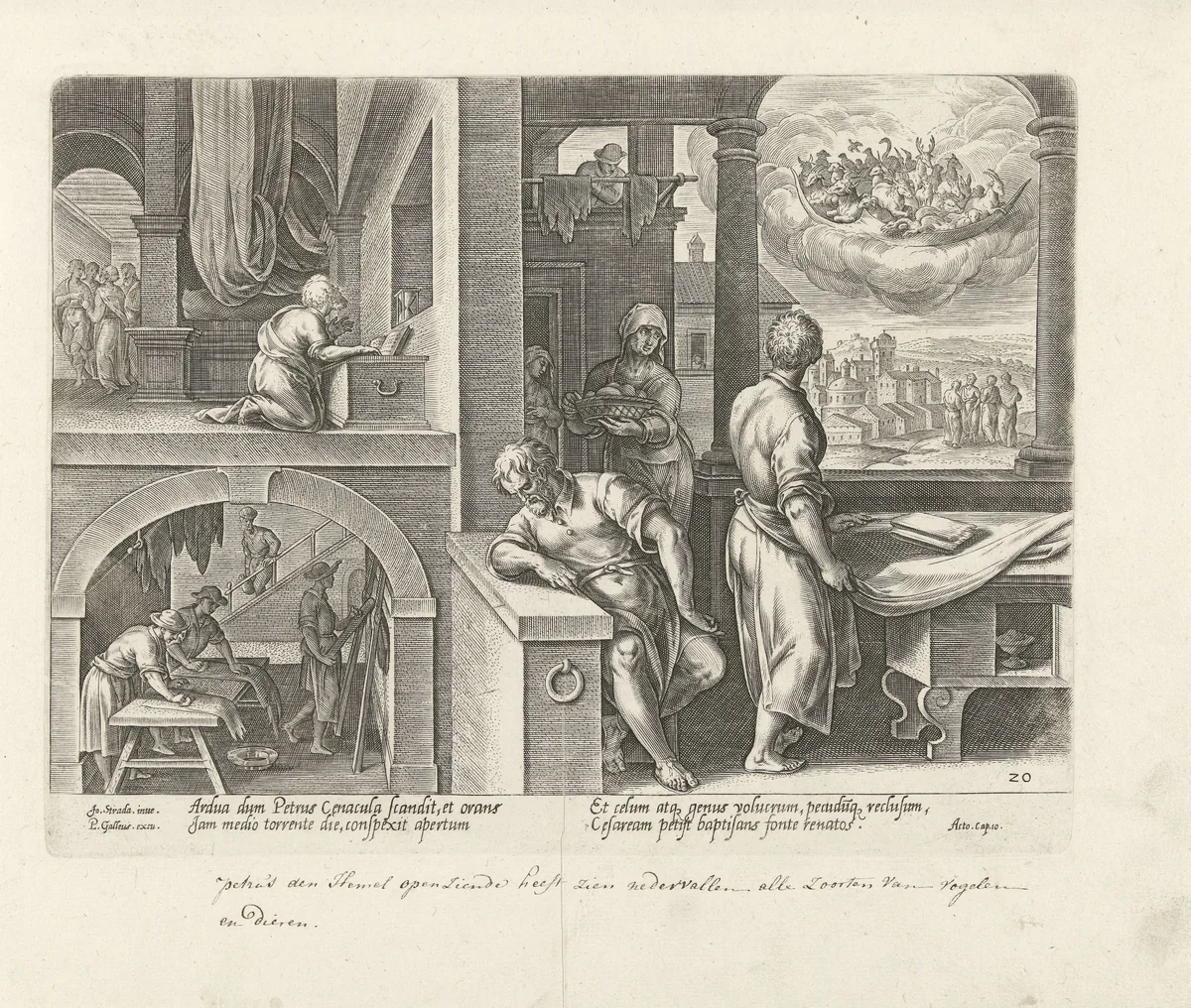 Visioen van de onreine dieren by Philips Galle, print, 1582