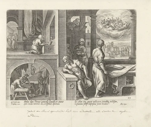 Visioen van de onreine dieren by Philips Galle, print, 1582