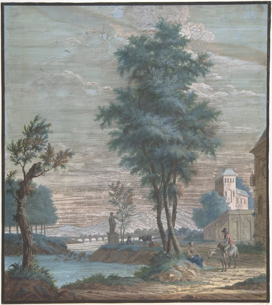 Italian Lanscape by Pieter de Groot, drawing, 1769