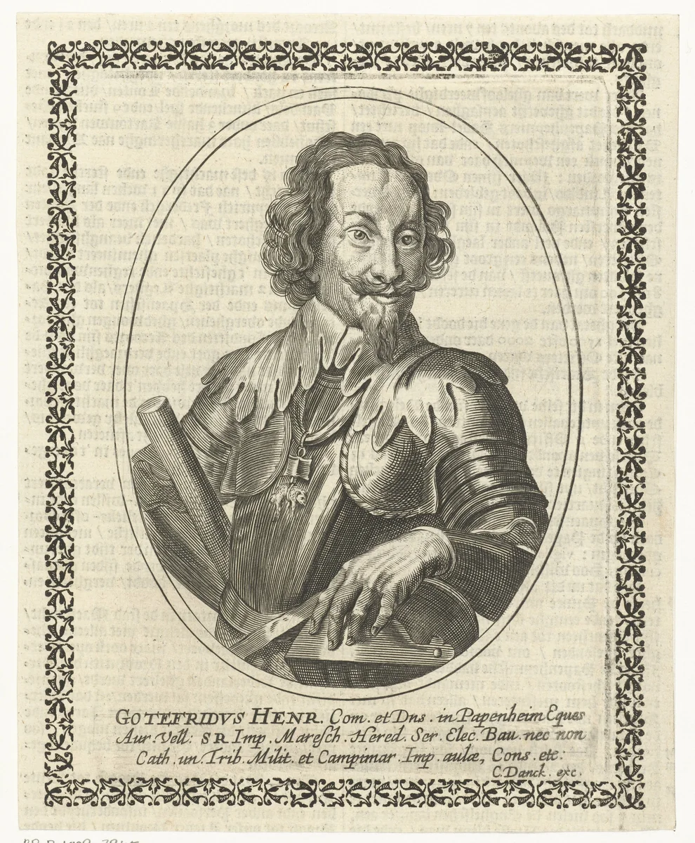 Portret van Gottfried Heinrich, graaf van Pappenheim by Cornelis Danckerts, print, 1613-1656