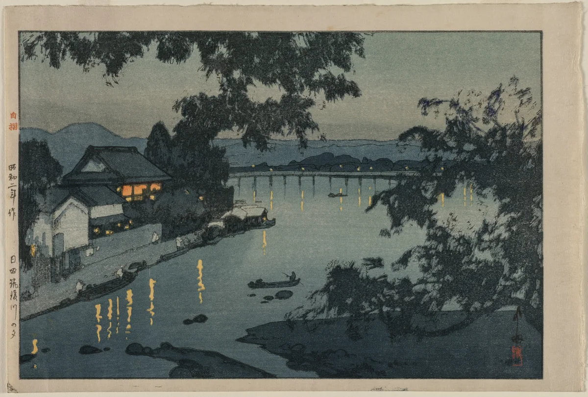 Evening on the Chikugo River by Yoshida Hiroshi, print, 1927