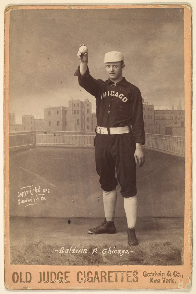 Marcus Elmore Baldwin, Pitcher, Chicago, from the series Old Judge Cigarettes by Goodwin & Company, photograph, 1887