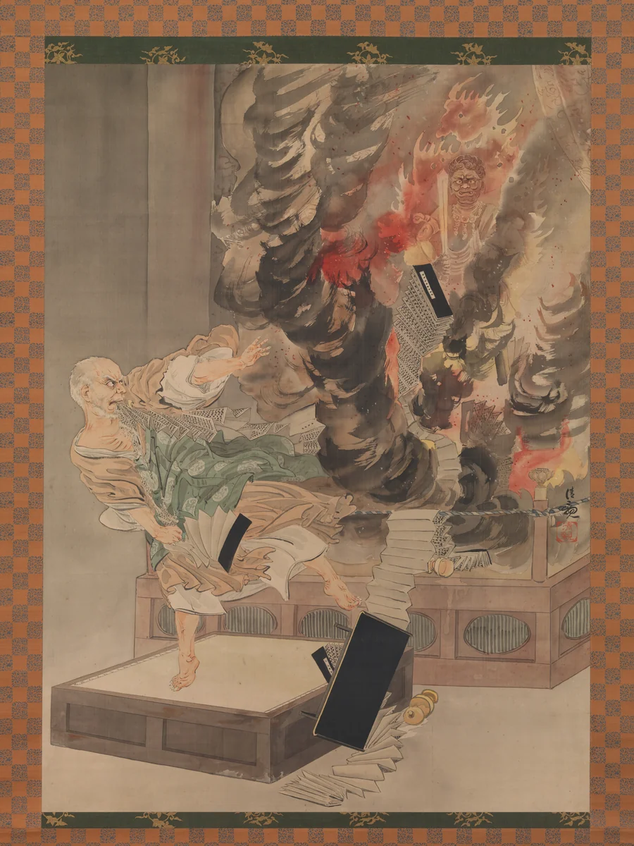 The Fury of Monk Raigō by Kobayashi Kiyochika, painting, 1890-1910