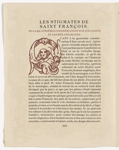 Pictorial initial (page 356) from Les Petites Fleurs de St. François (The Little Flowers of St. Francis) by Émile Bernard, illustrated book, 1928