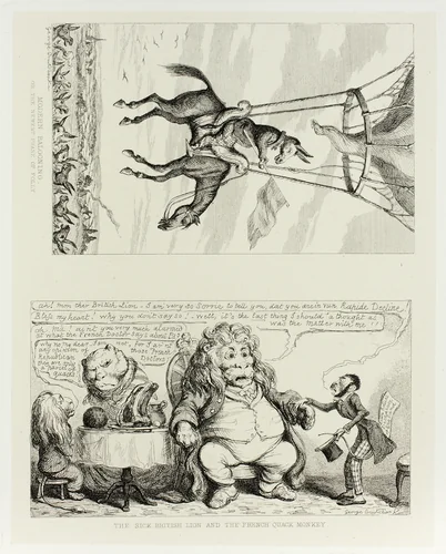 Modern Ballooning, or the Newest Phase of Folly from George Cruikshank's Steel Etchings to The Comic Almanacks: 1835-1853 (top) by George Cruikshank, print, 1851