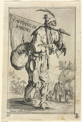 The Beggars: Frontispiece: Captain of the Barons by Jacques Callot, print, 1619-1627