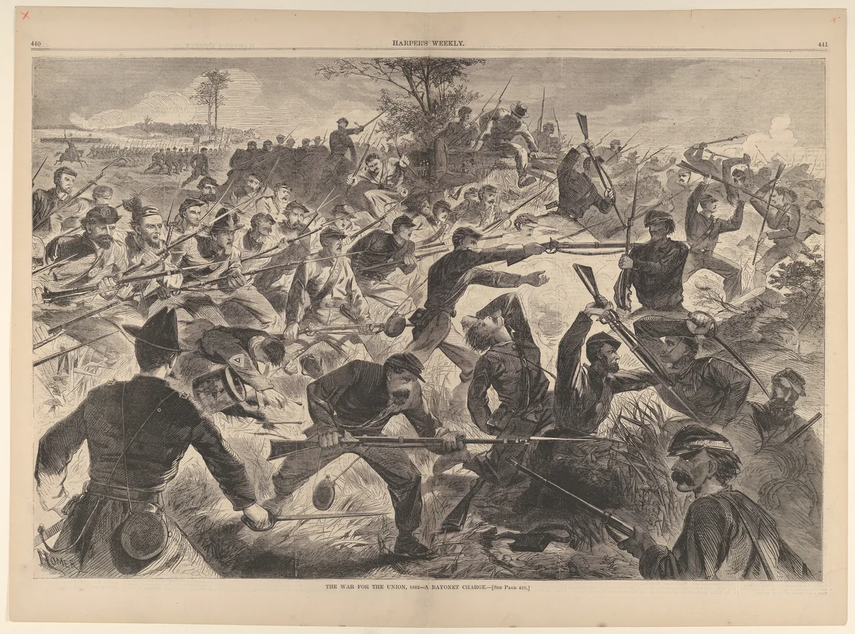 The War for the Union, 1862 – A Bayonet Charge (from "Harper's Weekly," Vol. VII) by Winslow Homer, print, 1862