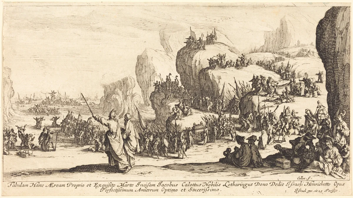 The Crossing of the Red Sea by Jacques Callot, print, 1629