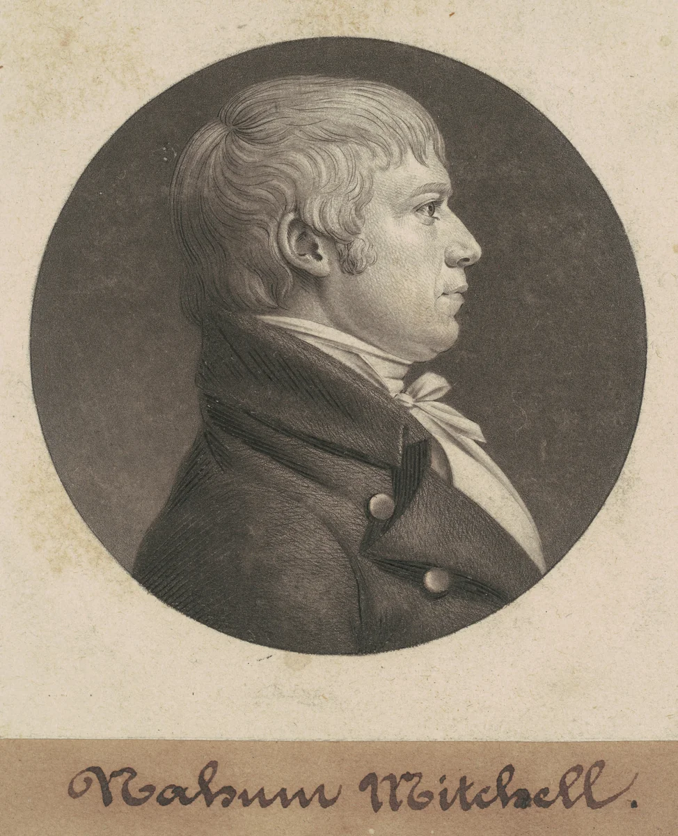 Nahum Mitchell by Charles B. J. Févret de Saint-Mémin, print, 1803-1804