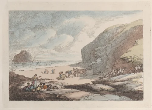 The Lion Rock, Cornwall by Thomas Rowlandson, print, 1812