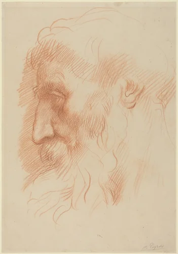 Study of a Man's Head [recto] by Alphonse Legros, drawing, 1837-1911