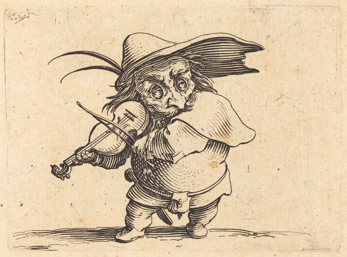 The Violin Player by Jacques Callot, print, 1622