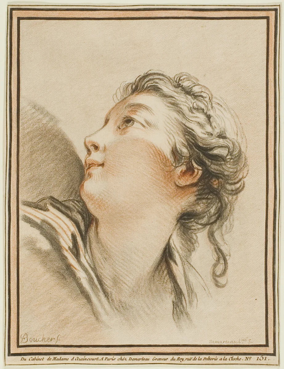 Head of a Woman by Gilles Demarteau, print, 1762-1772