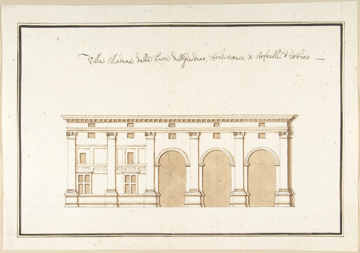 Garden Elevation of the Villa Madama, Rome by Pietro Paolo Coccetti, drawing, 1710-1727