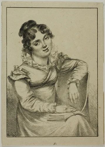 Seated Young Woman Holding an Open Book by Dominique Vivant Denon, print, 1817