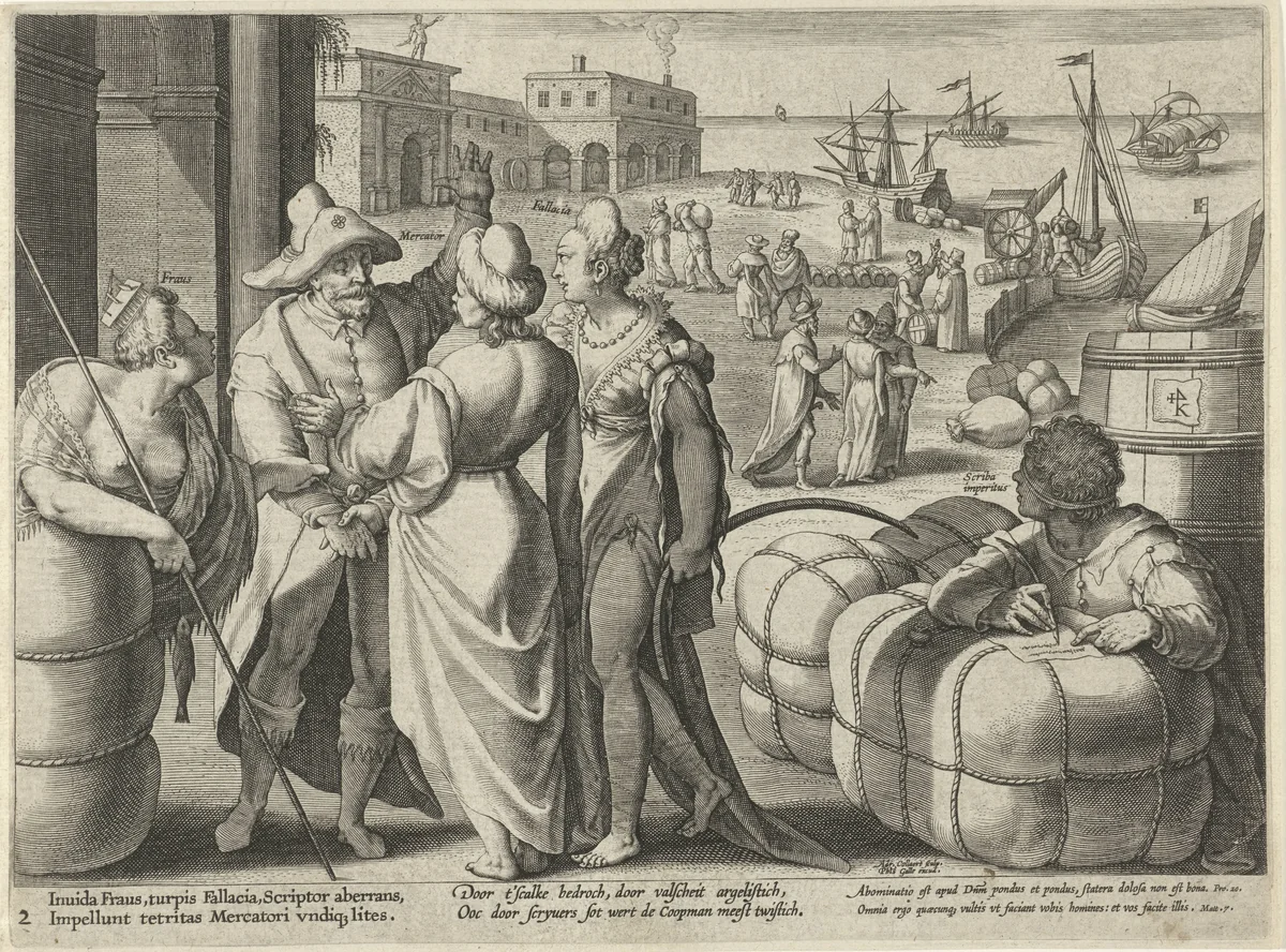 Misbruik van het handelsrecht by Unknown, print, 1593-1597