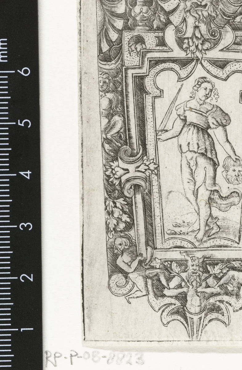 Gedeelte van een schede met Judit by Unknown, print, 1500-1599