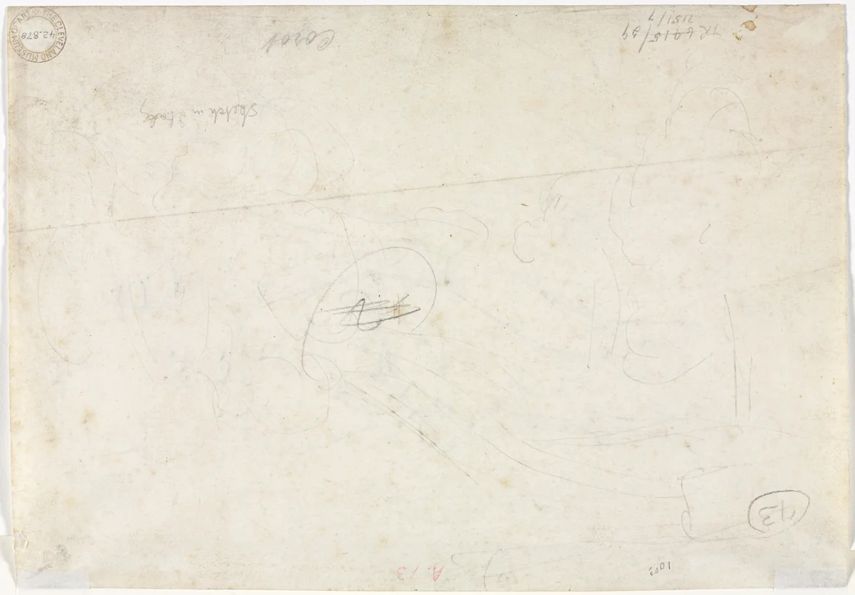 Sketch for a Landscape (verso) by Jean-Baptiste-Camille Corot, drawing, 1827