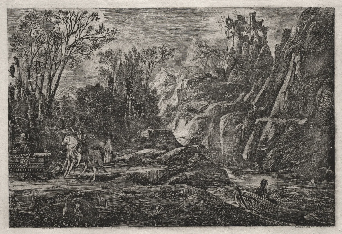 The Knight and Death by Rodolphe Bresdin, print, 1866