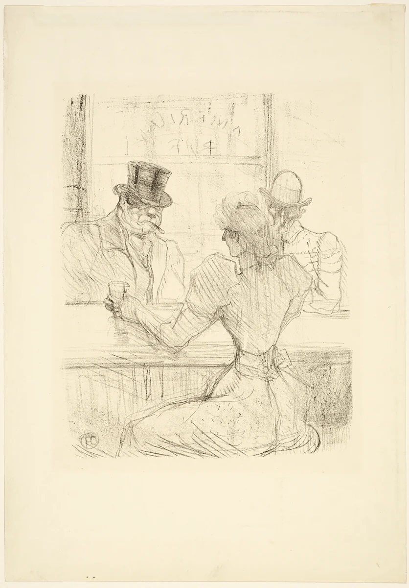 In the Picton Bar (American Bar), rue Scribe by Henri de Toulouse-Lautrec, print, 1896