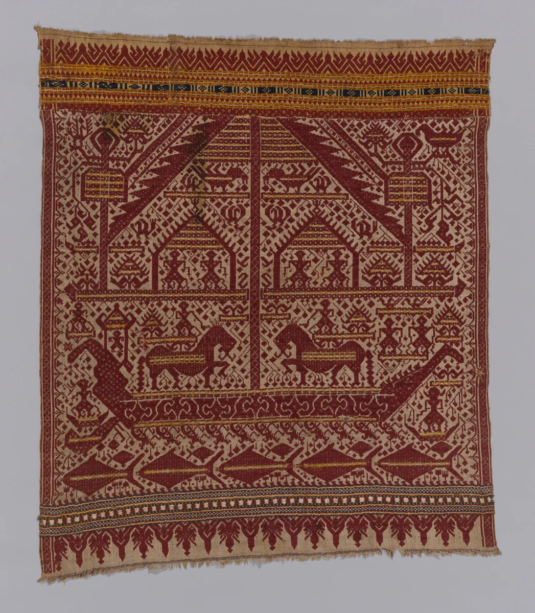 Ritual Cloth with Prancing Horses (Tampan) by Paminggir, textile, 1801-1900