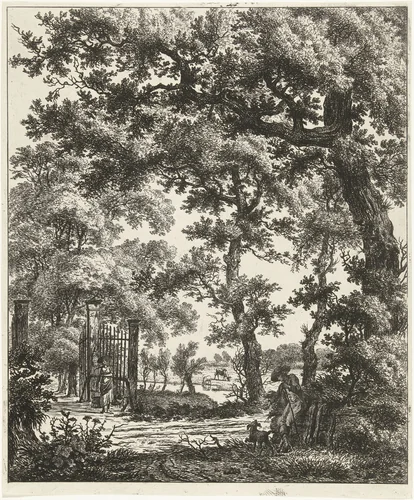 Landschap met vrouw met juk by Hermanus Fock, print, 1781-1822