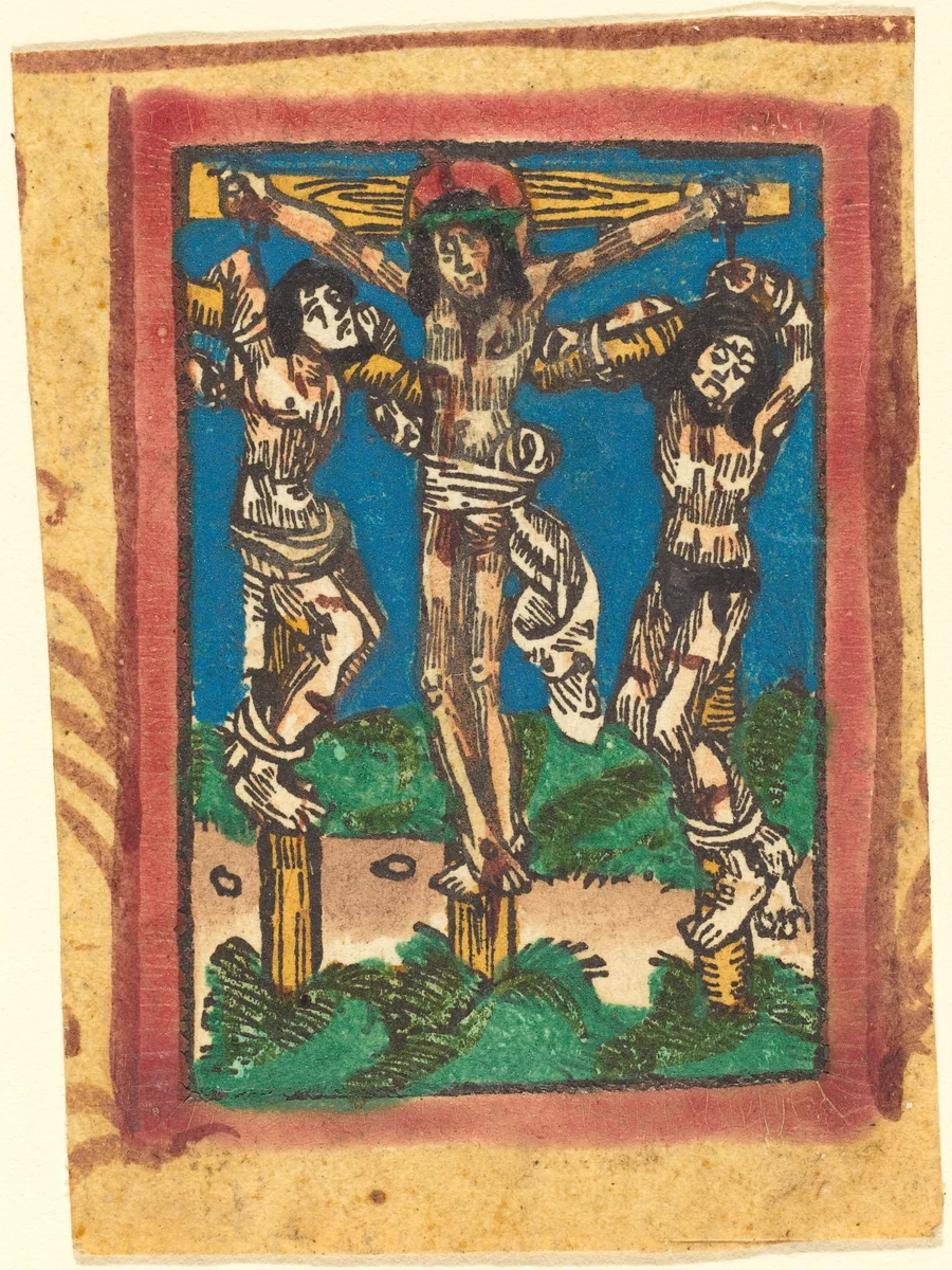 Christ on the Cross between the Two Thieves by German 15th Century, print, 1490-1500