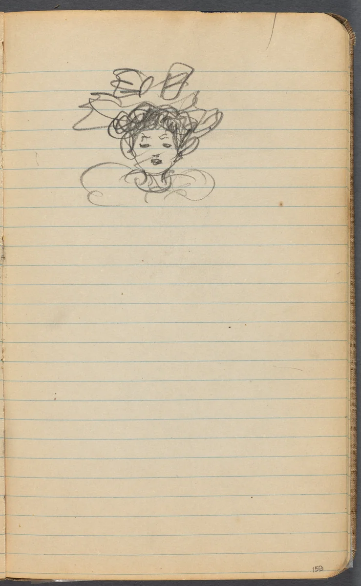 Sketchbook, page 159: Head of a Woman by Maurice Prendergast, book, 1905-1910