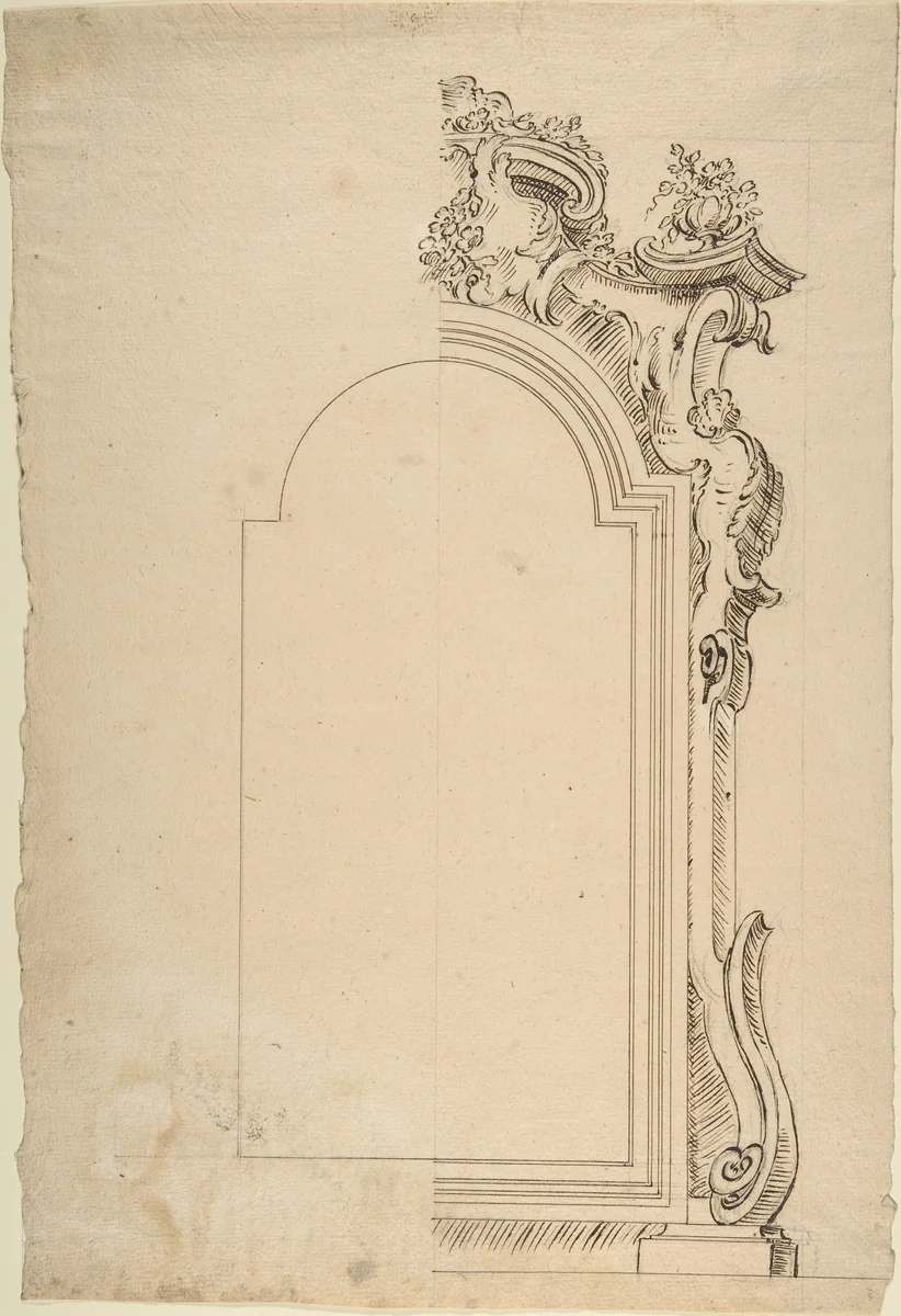 Design for one Half of a Frame by anonymous, drawing, 1700-1780