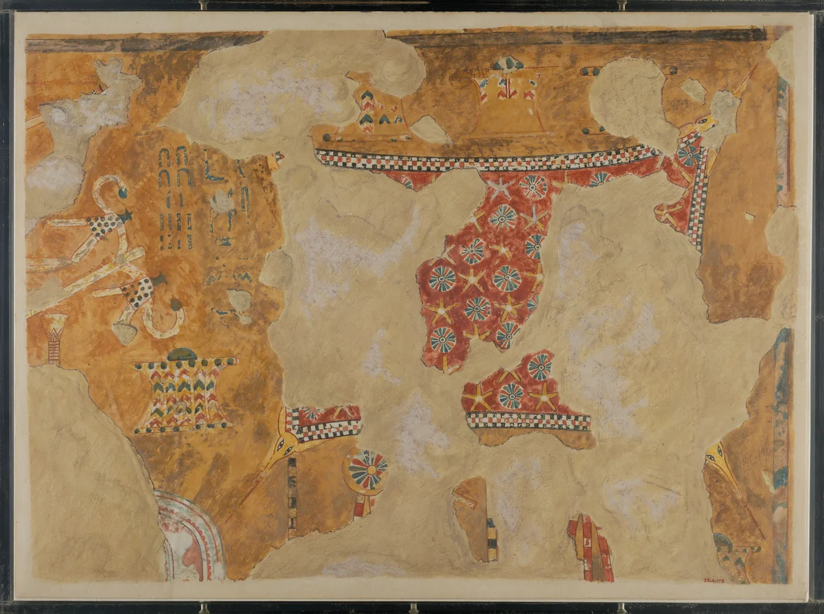 Horse Cloth and Chariot Fittings, Tomb of Qenamun by Norman de Garis Davies, artwork, -1427--1400