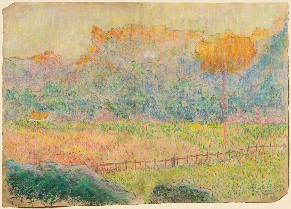 Study for "Landscape with Figure and Houses" by Claude-Emile Schuffenecker, drawing, 1886-1896