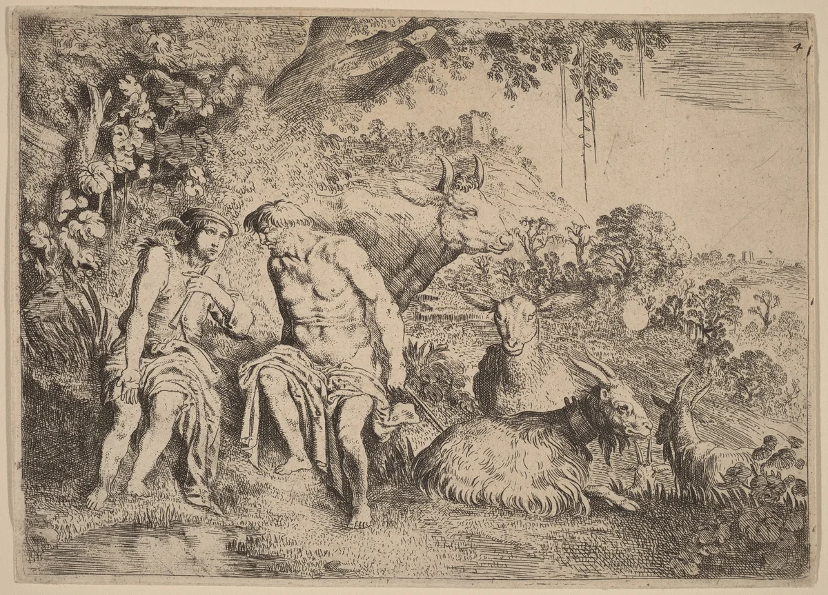 Mercury Lulling Argus to Sleep by Moyses van Uyttenbroeck, print, 1590-1648