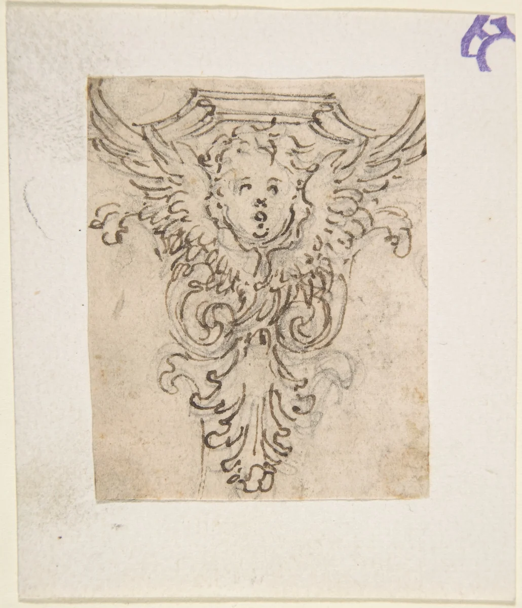 Design for a Console or Capital with a Cherub by Giovanni Battista Foggini, drawing, 1652-1725