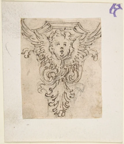 Design for a Console or Capital with a Cherub by Giovanni Battista Foggini, drawing, 1652-1725