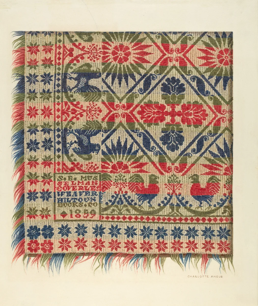 Woven Coverlet by Charlotte Angus, index of american design, 1940